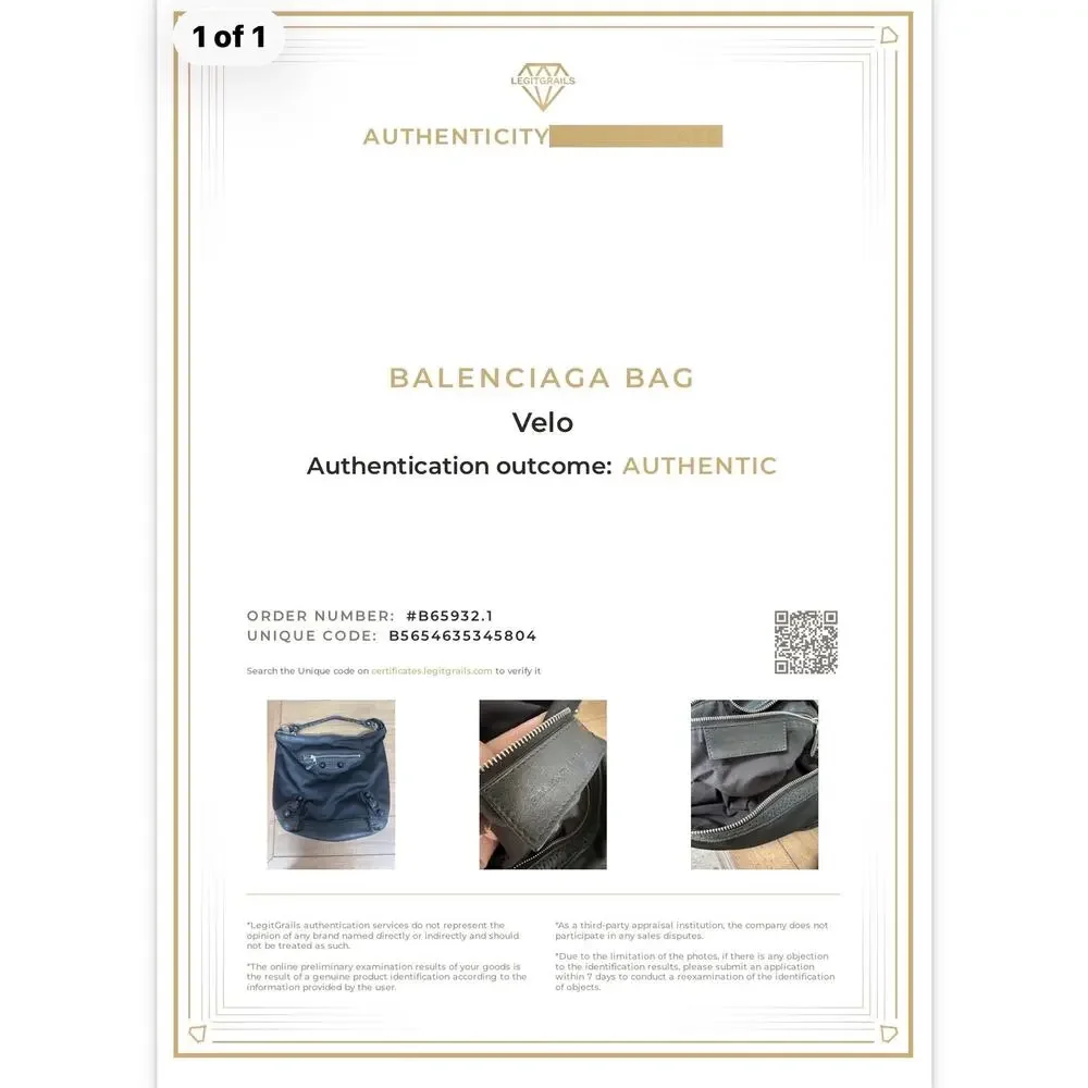 AUTHENTICATED Balenciaga Velo Paris black hobo bag vintage Made in Italy